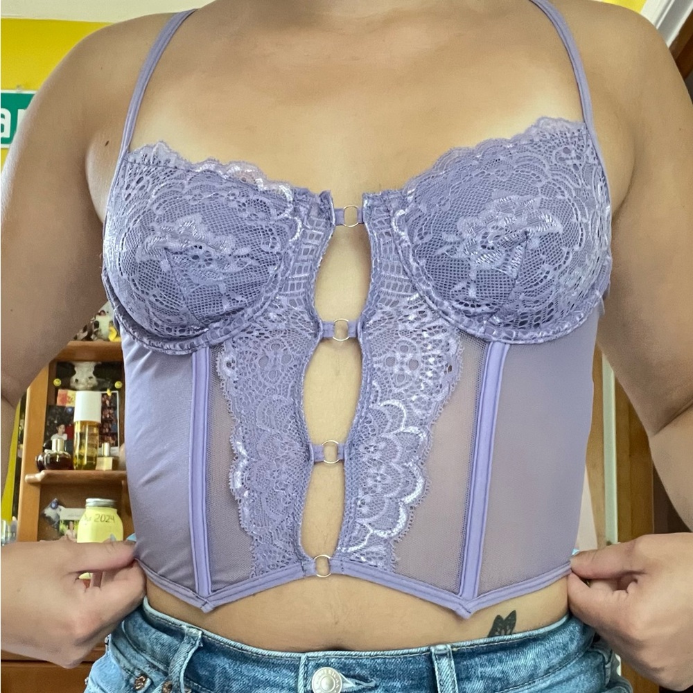 Purple mesh bustier top